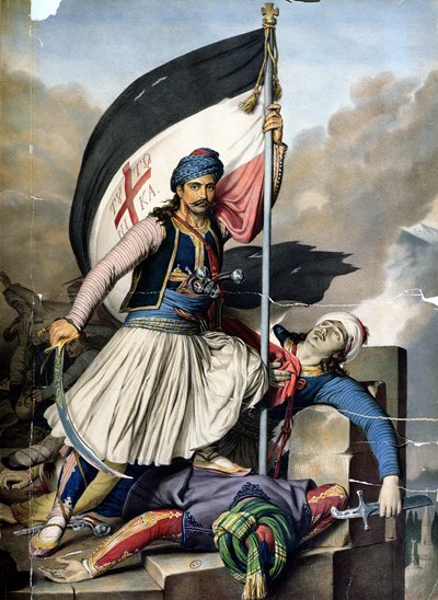 The Greek Rebellion, the standard bearer in Salona on Easter day 1821 by Louis Dupré